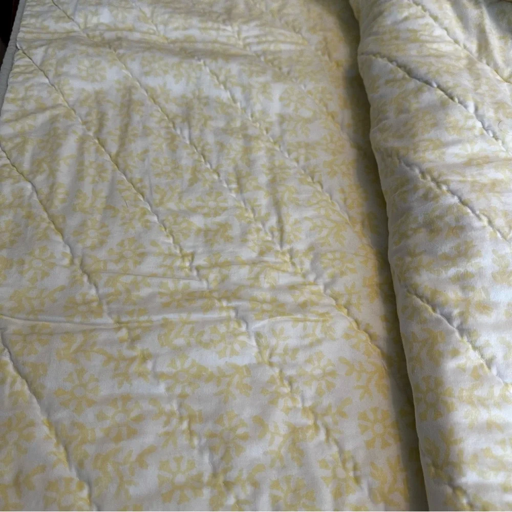 Pottery Barn Kids Lara Paisley Gray Yellow Reversible Toddler Baby Crib Quilt
